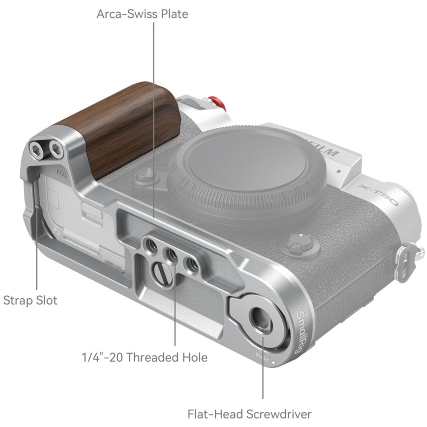 SmallRig Wooden L-Shape Handle 4735 silber für Fujifilm X-T50