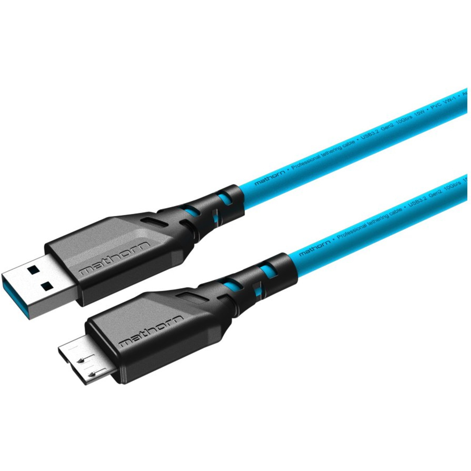 Mathorn USB A auf Micro B-Kabel 5m Arctic Blue