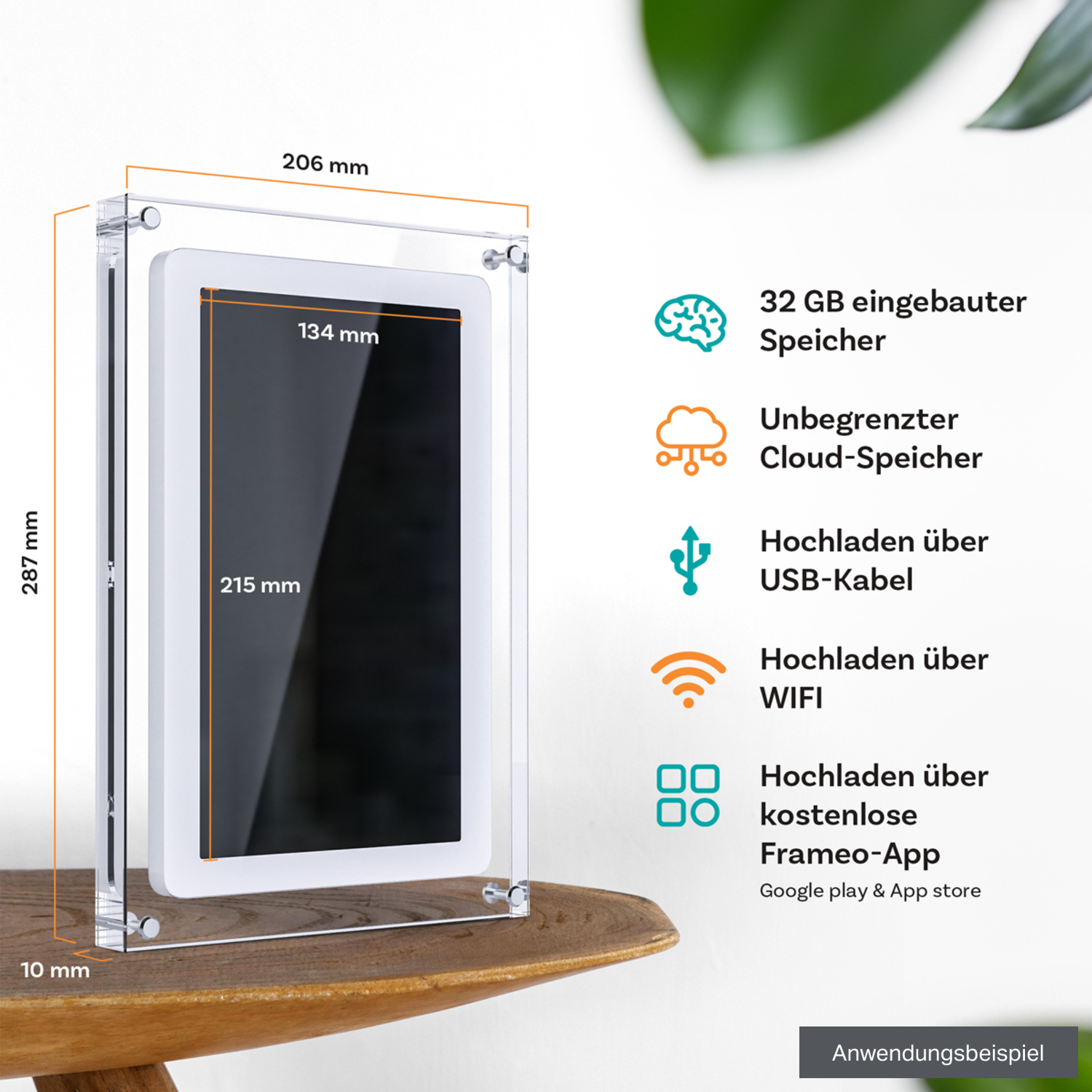 Pora&Co Digitaler Acrylbilderrahmen DPF-106 10"