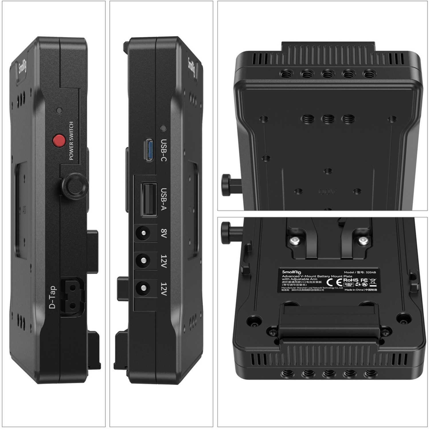 SmallRismallrg Advanced Mount Platte mit verstellbarem Arm 3204B für V-Mount Akkus