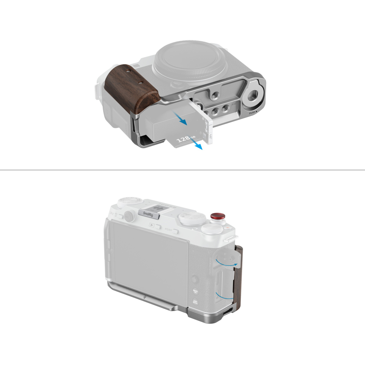 SmallRig L-förmige Montageplatte mit Holzgriff 5261 für Fujifilm X-M5