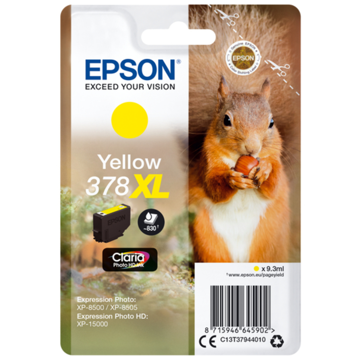 Epson 378XL Eichhörnchen Claria Photo HD Single Yellow Tinte