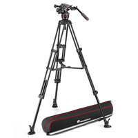 Manfrotto Nitrotech 608 & Alu Doppelrohr-Stativ mit Mittelspinne