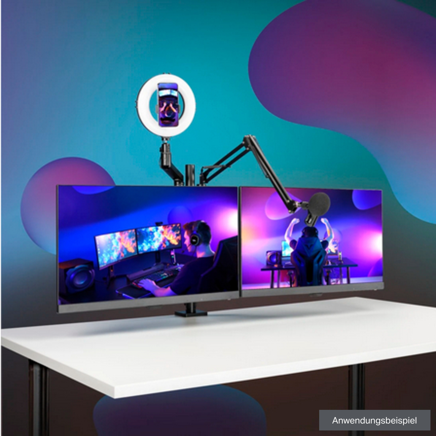 Hama Monitorhalterung mit 4 Armen für Streaming Setup