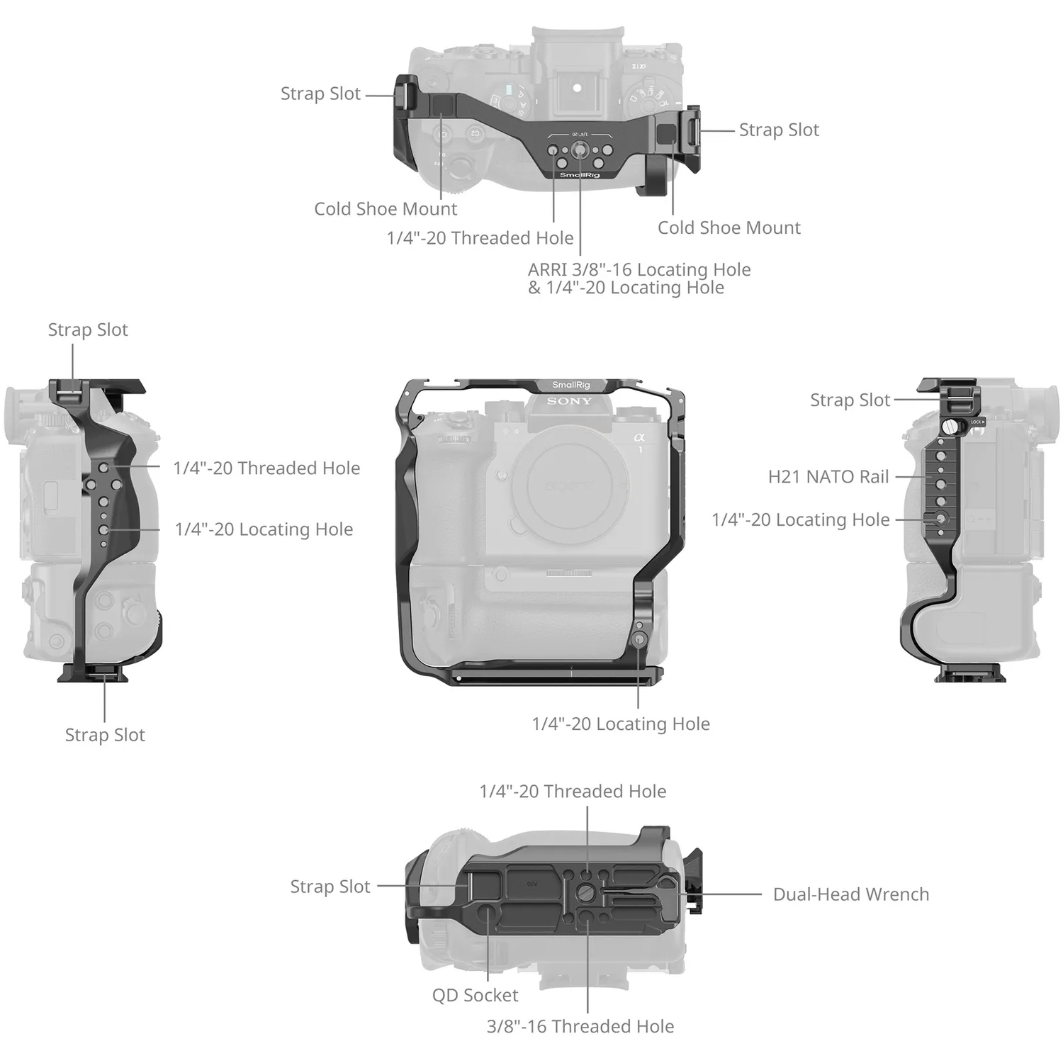 SmallRig Cage 5908 mit vertikalem Griff VG-C5 für Sony A1 II und A9 III