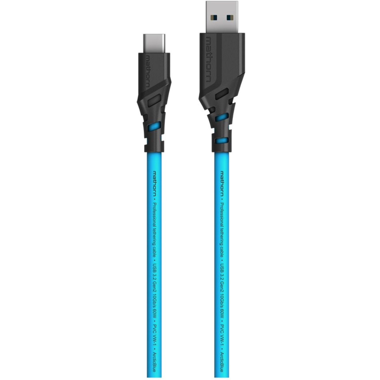 Mathorn MTC-500 USB-C auf USB-A Kabel 5m Arctic Blue