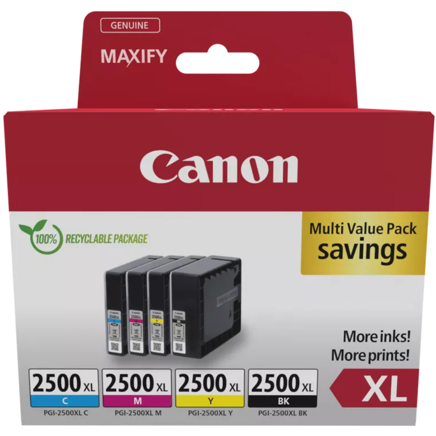 Canon PGI-2500XL Multipack BK/C/M/Y Tinte schwarz, cyan, magenta, gelb