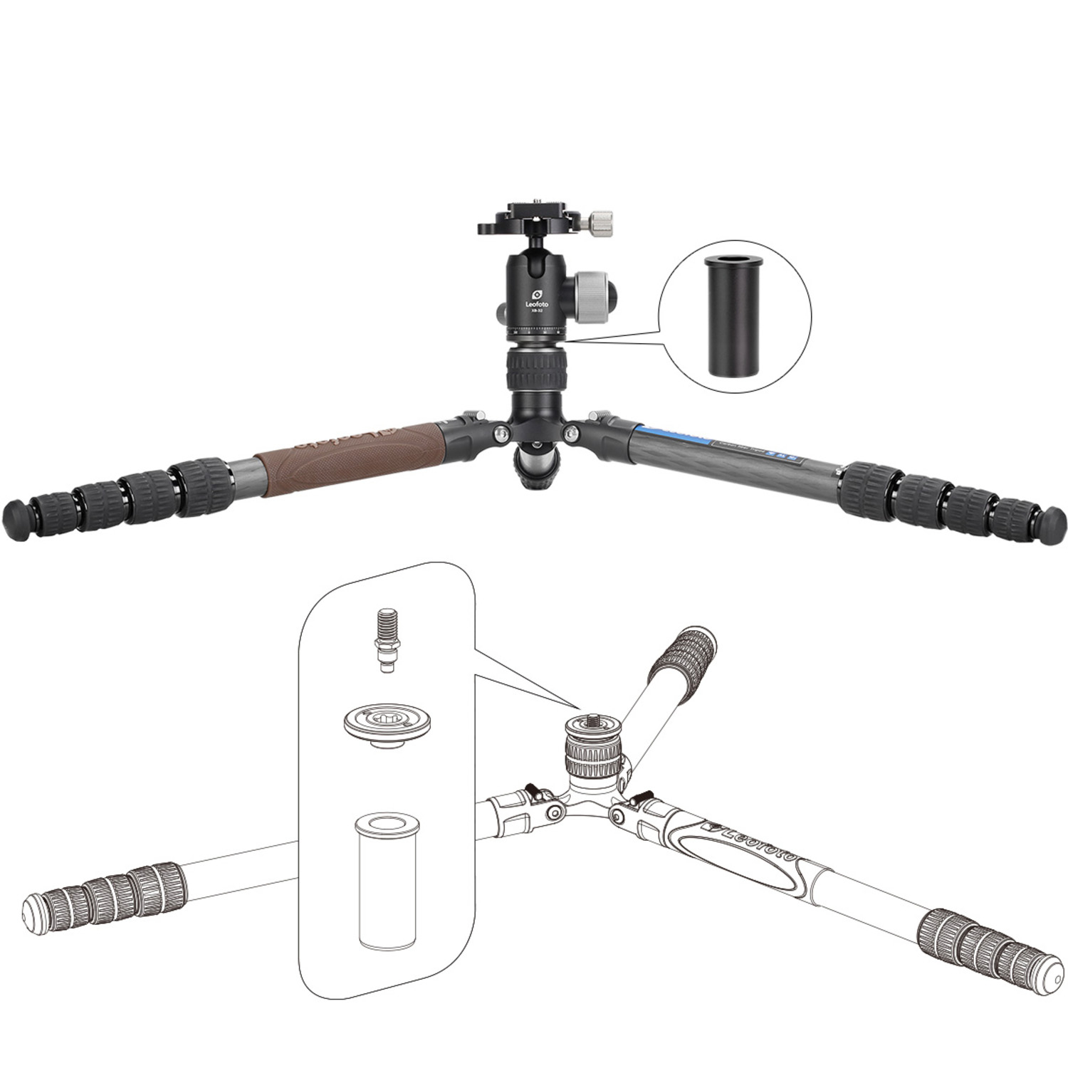 Leofoto Carbon-Dreibeinstativ LX-255CT + XB-32 Kugelkopf