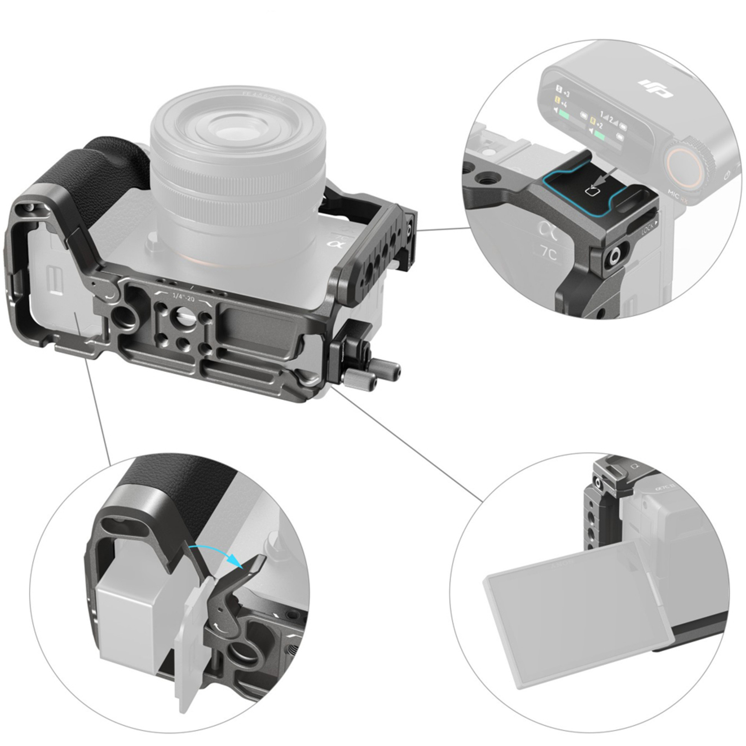 SmallRig HawkLock QR Cage Kit mit Silikongriff 5198 für Sony Alpha 7C II und Alpha 7C R