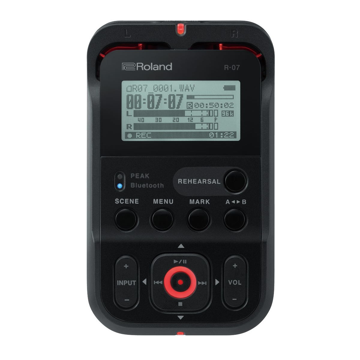 Roland R-07 ultraportabler Audio Recorder in Schwarz