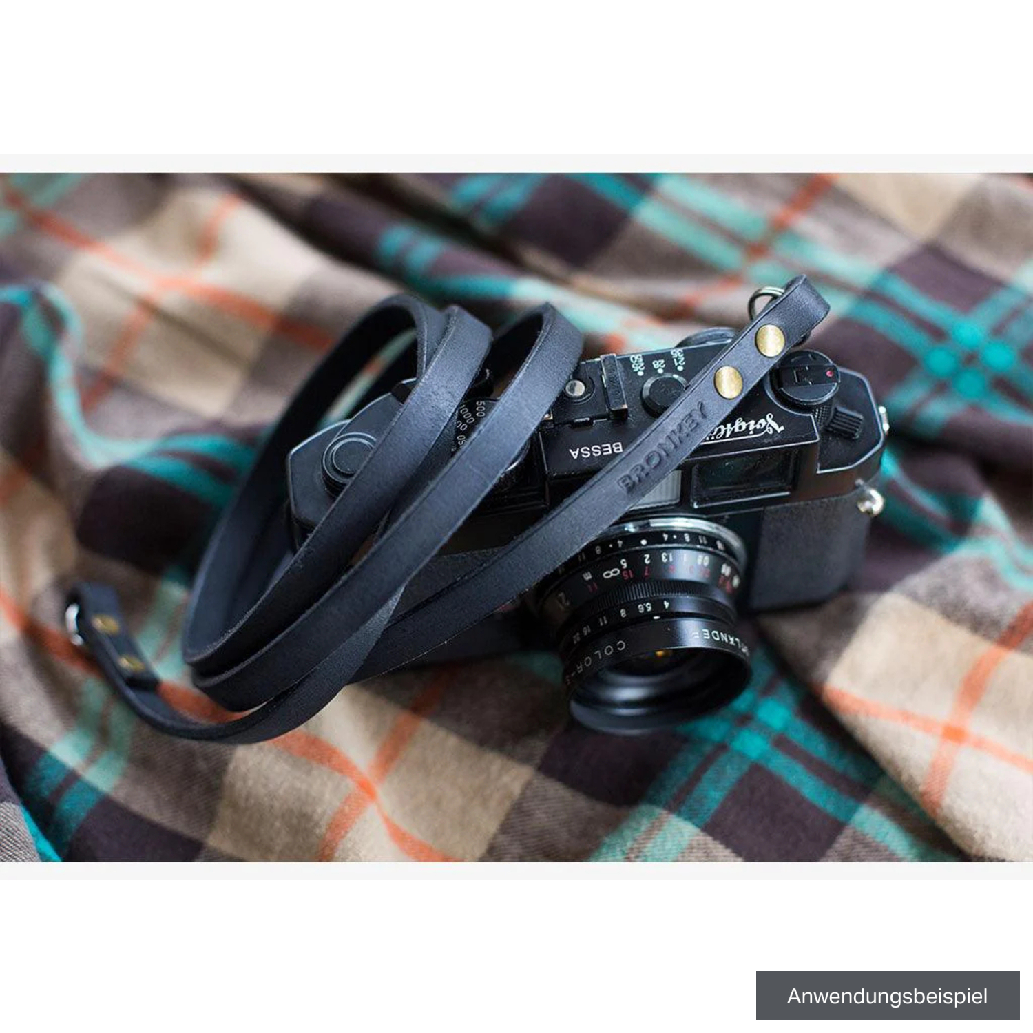 Bronkey Kameragurt Berlin #101 Leder 95cm schwarz