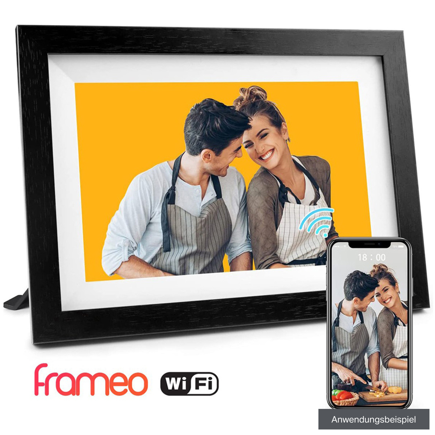 Pora&Co Digitaler Holzbilderrahmen WF-805T-BL 8" schwarz