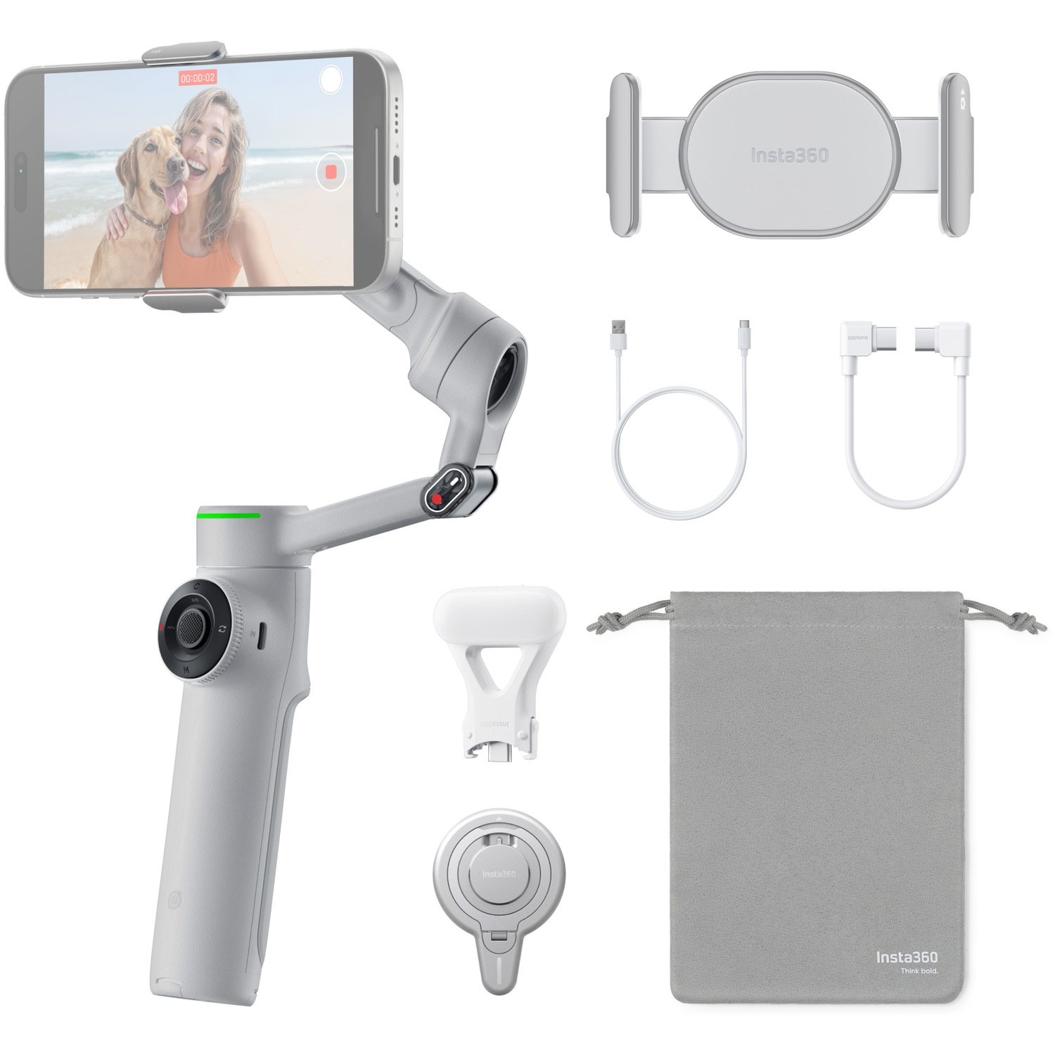 Insta360 Flow 2 Pro AI Tracker Bundle stone gray