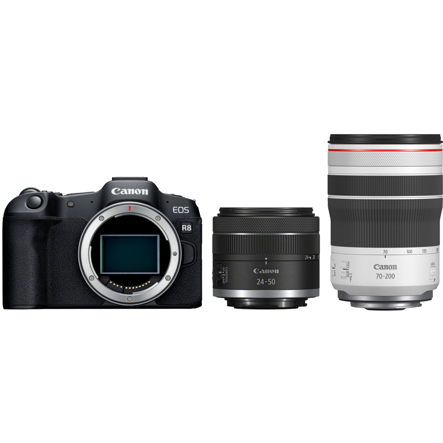 Canon EOS R8 mit RF 24-50mm F4.5-6.3 IS STM und RF 70-200mm F4L IS USM