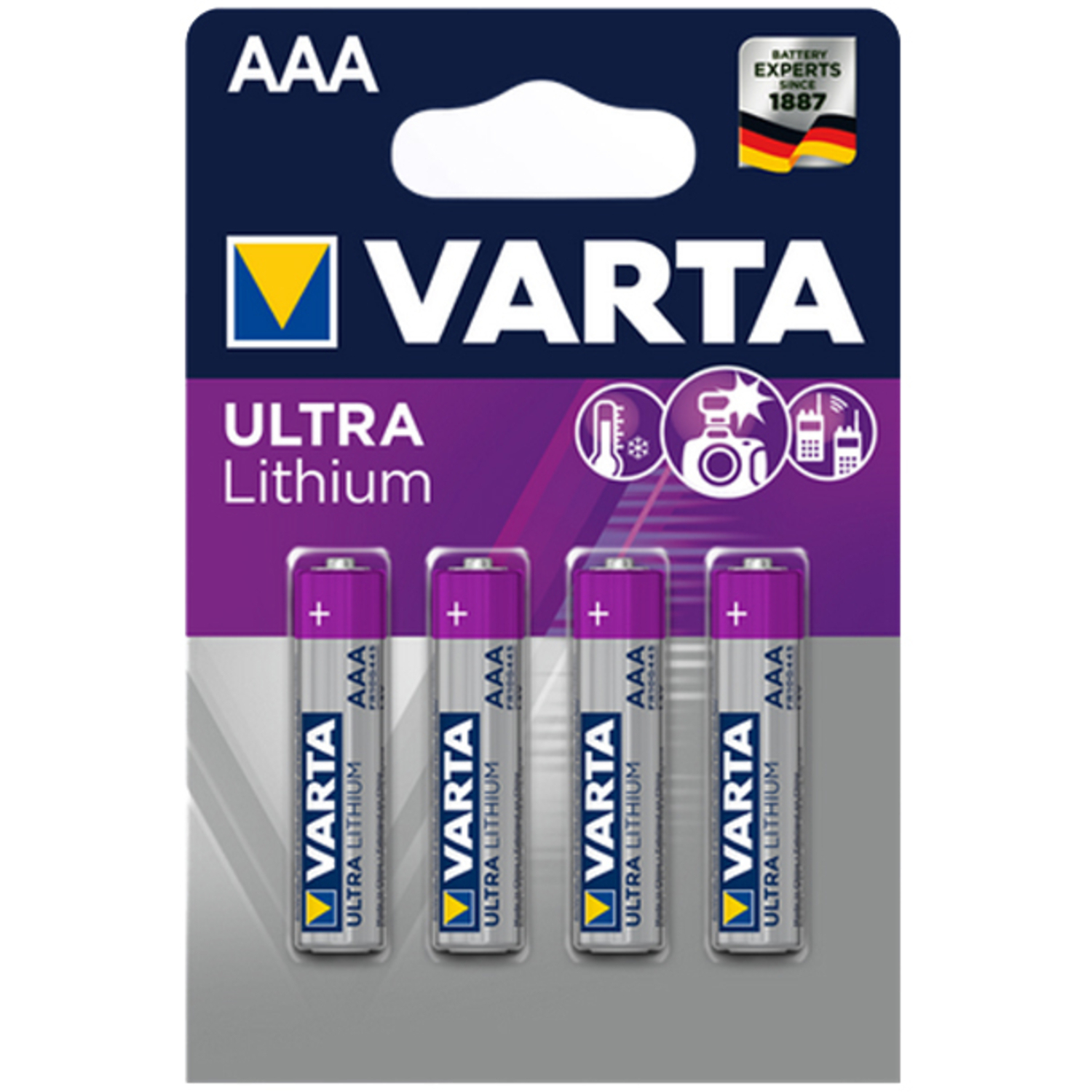 Varta Batterie Ultra AAA Micro Lithium 1,5V 4er Pack