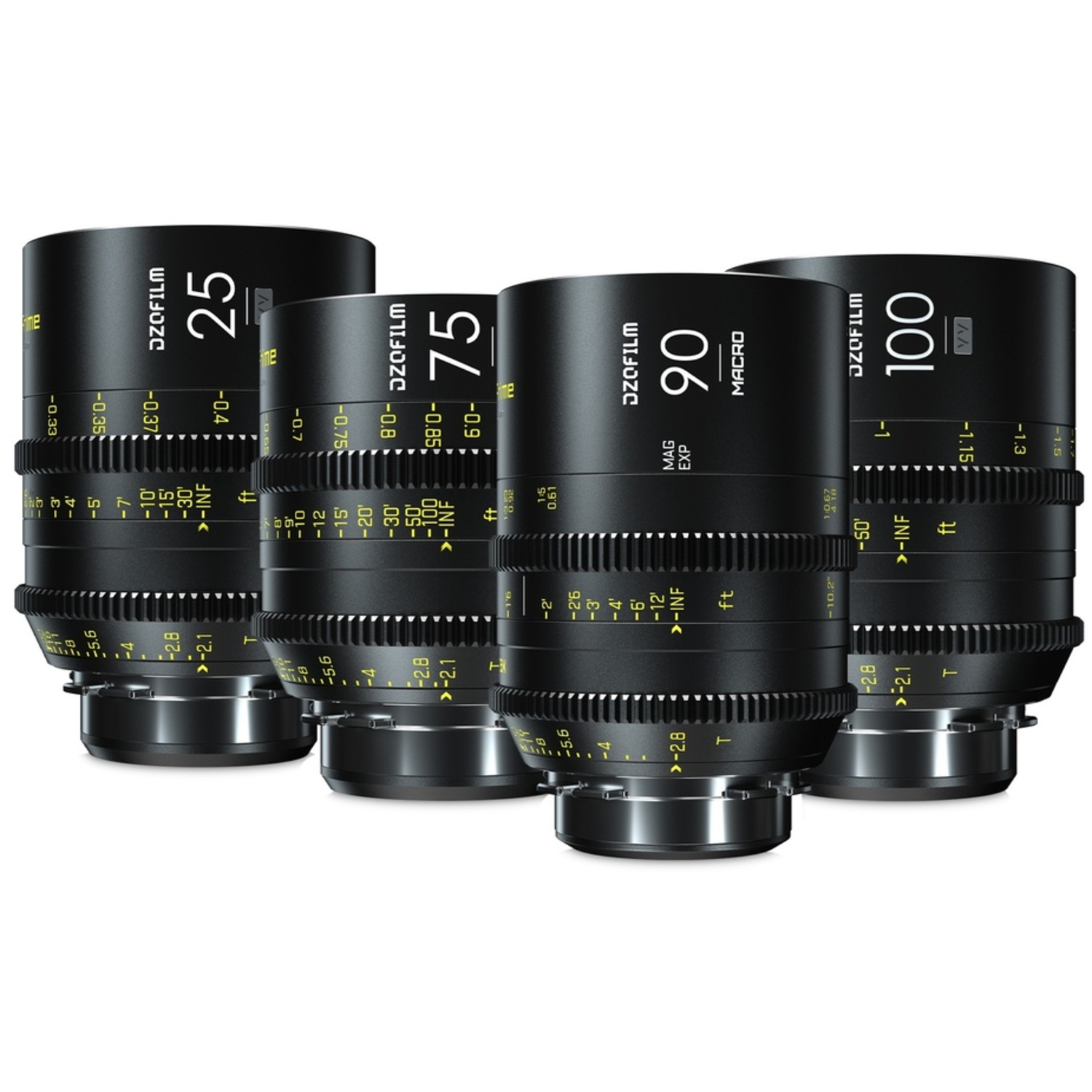 DZOFILM VESPID PRIME 4-Lens Kit 25/75/100mm T2.1 und Makro 90mm T2.8 für Arri PL-Mount