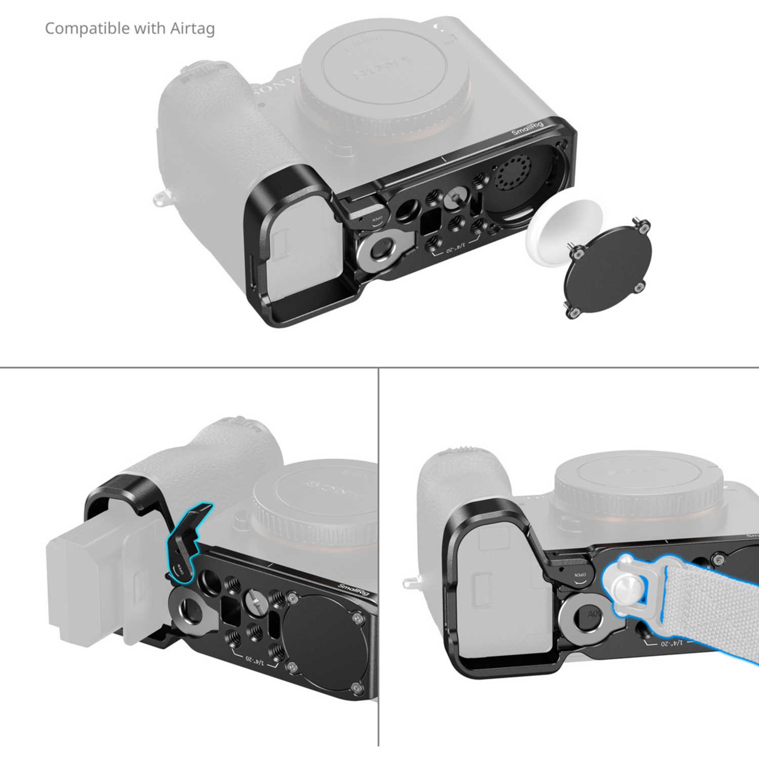 SmallRig Basisplatte mit AirTag Slot 5481 für Sony Alpha 7C II und Alpha 7C R schwarz
