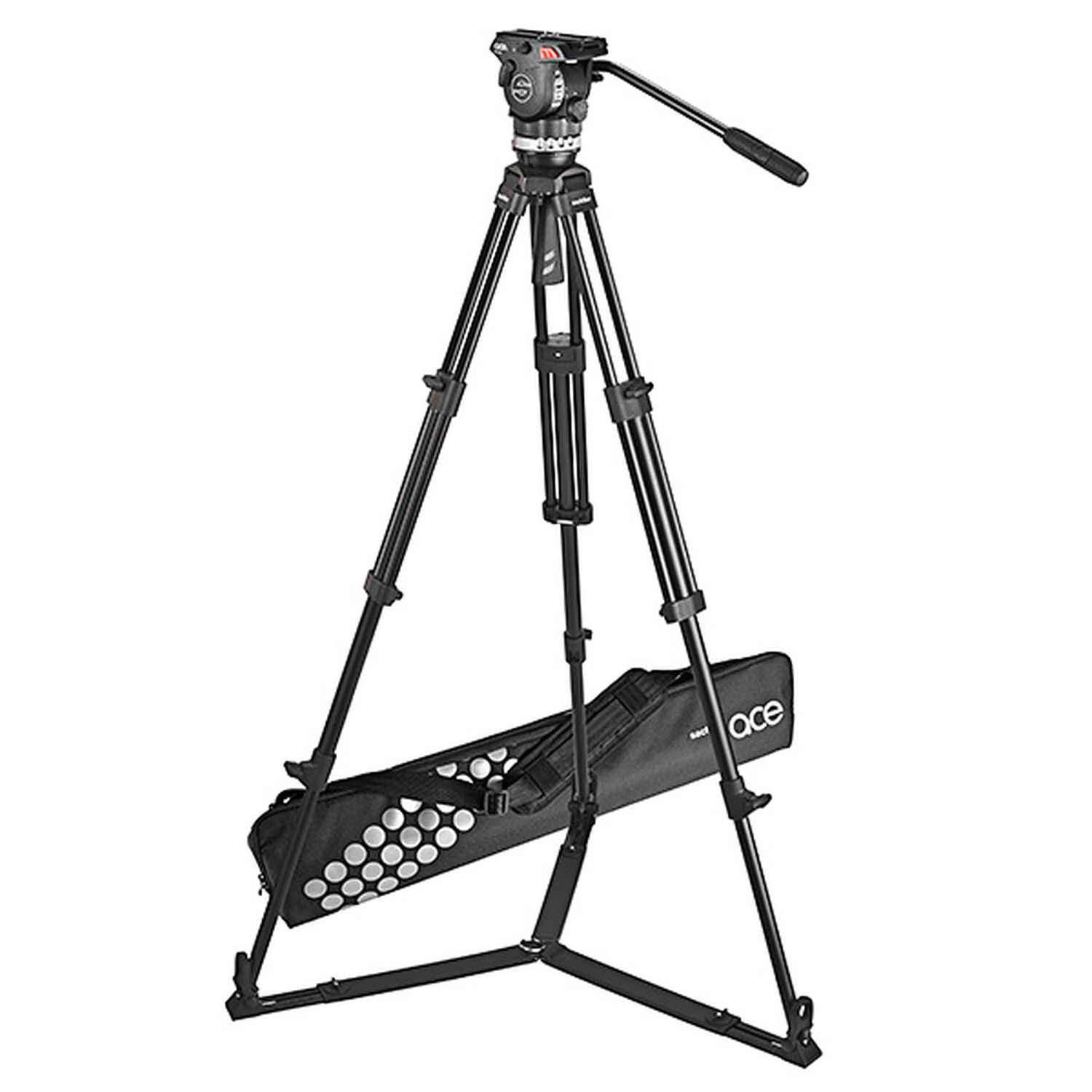 Sachtler SAC1002 Ace M Aluminium mit Fluidkopf, Ace 75/2 D Stativ, Bodenspinne und Tasche