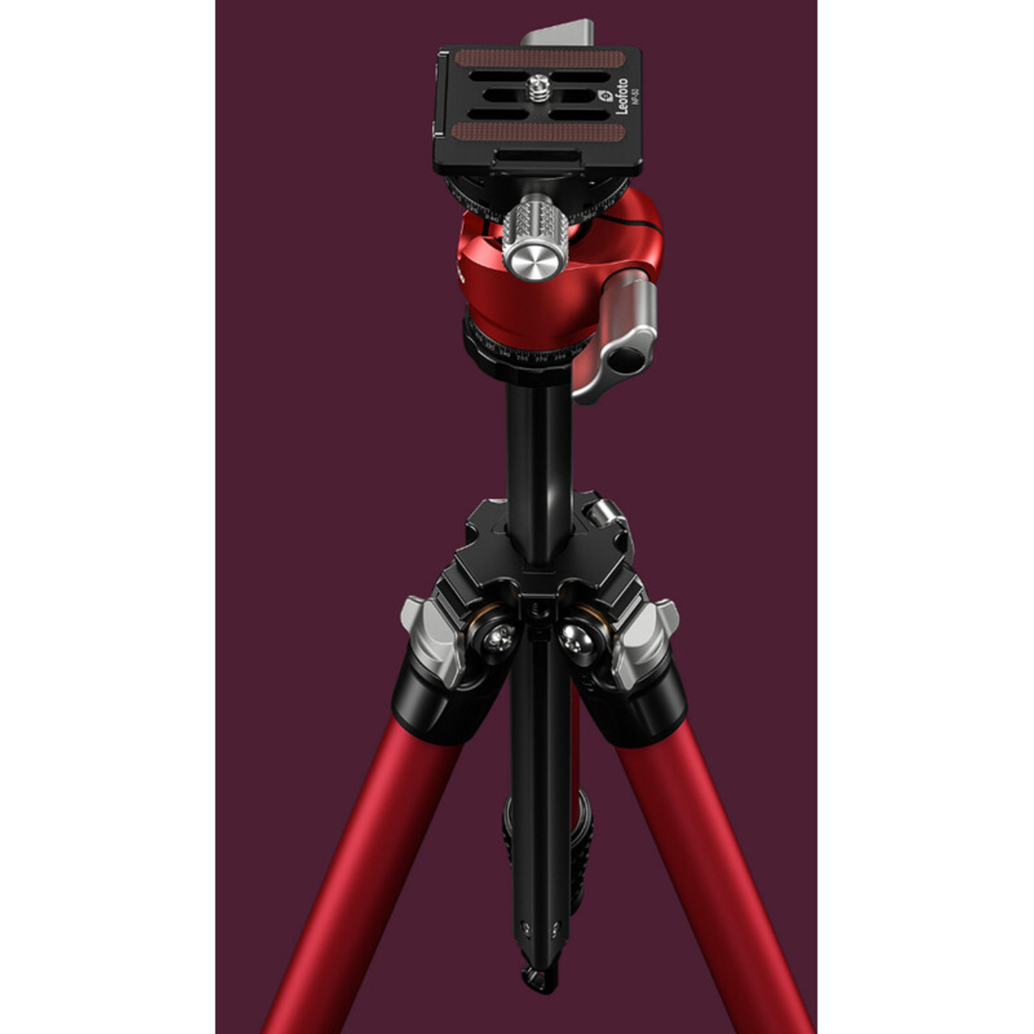 Leofoto Carbon-Dreibeinstativ LY-224C Mr.Y mit Ballhead LH-25 R rot
