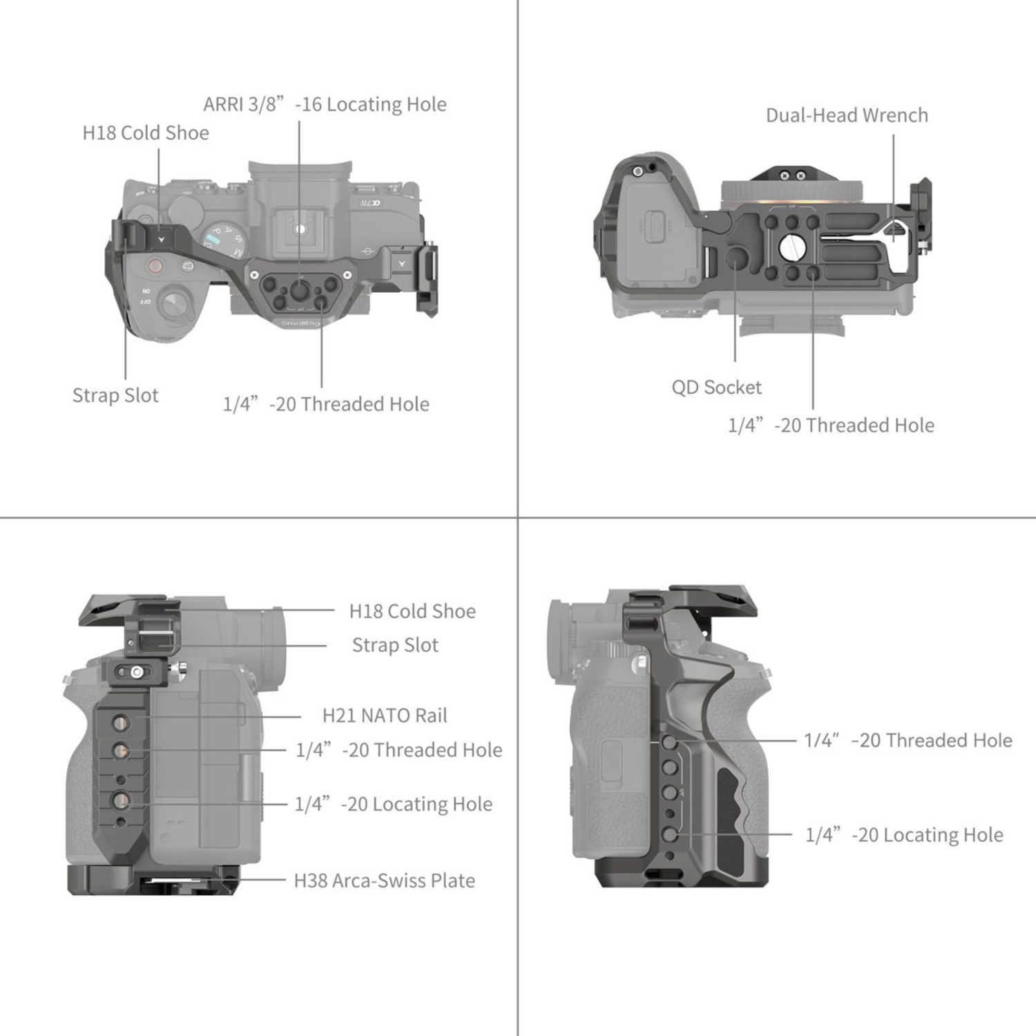 SmallRig HawkLock QR Cage Kit 4538 für Sony Alpha 7R V, IV, 7S III