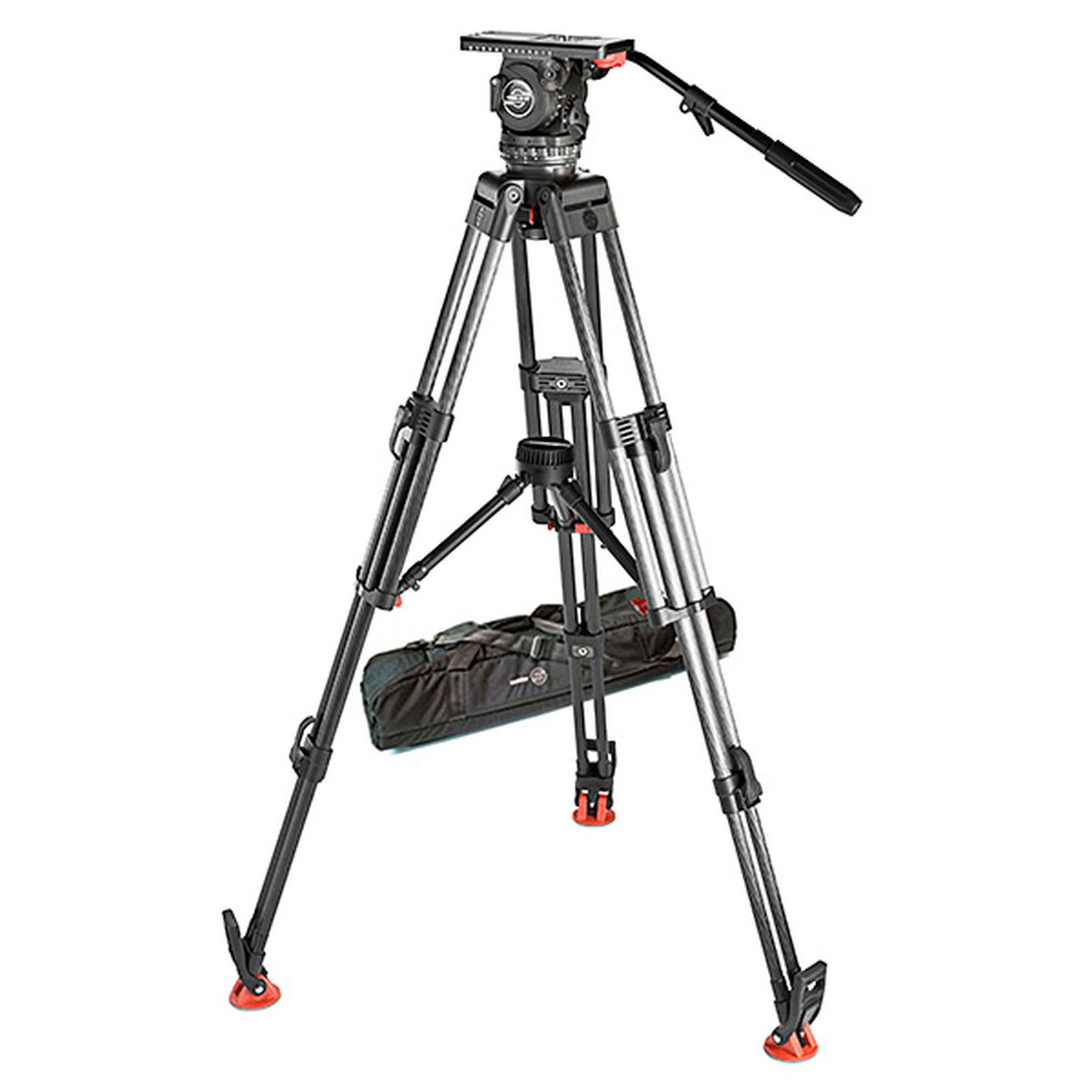 Sachtler SAC2073S1 System Video 20 Kohlefaser mit Stativkopf, ENG 2 CF Heavy-Duty-Stativ, Mittelspinne und Tasche