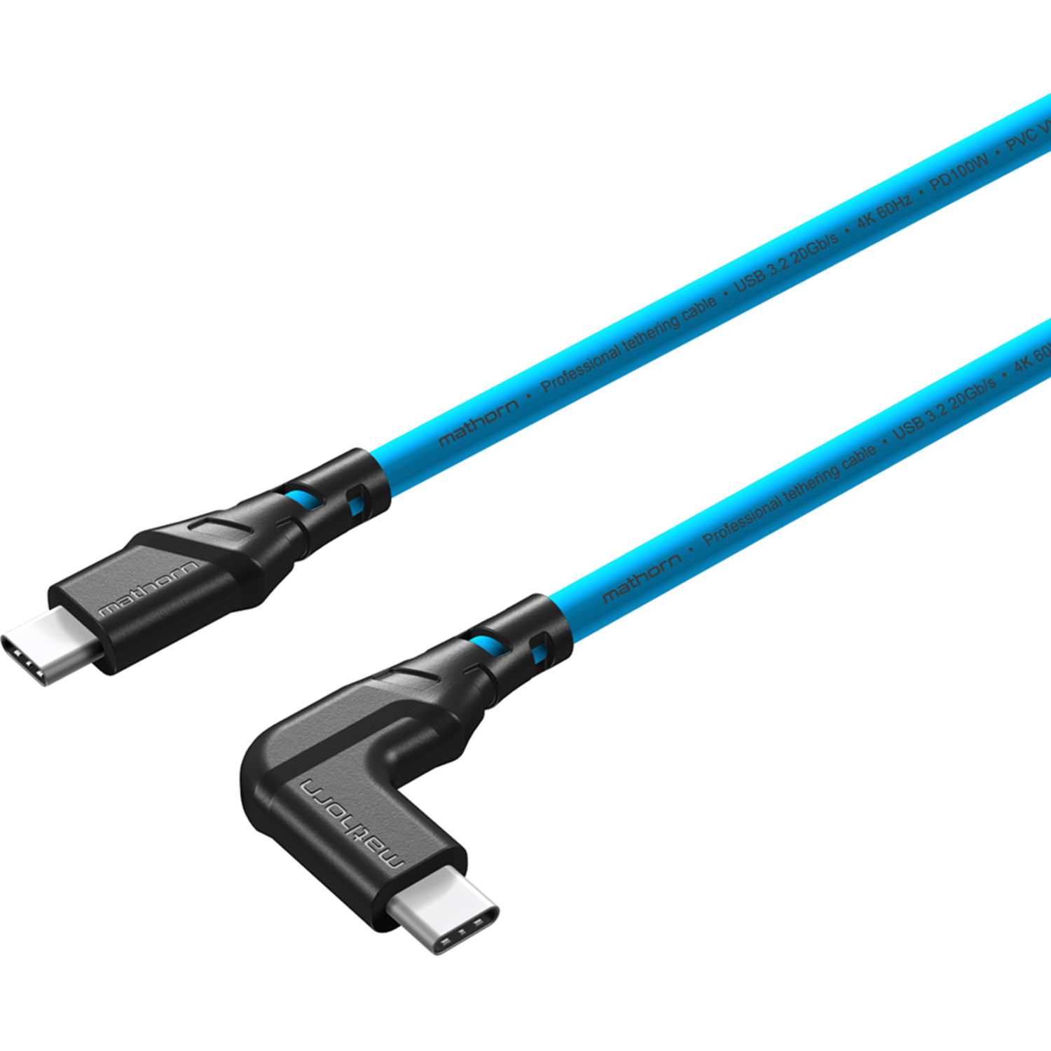 Mathorn USB C-C Kabel 90° 2m Arctic Blue