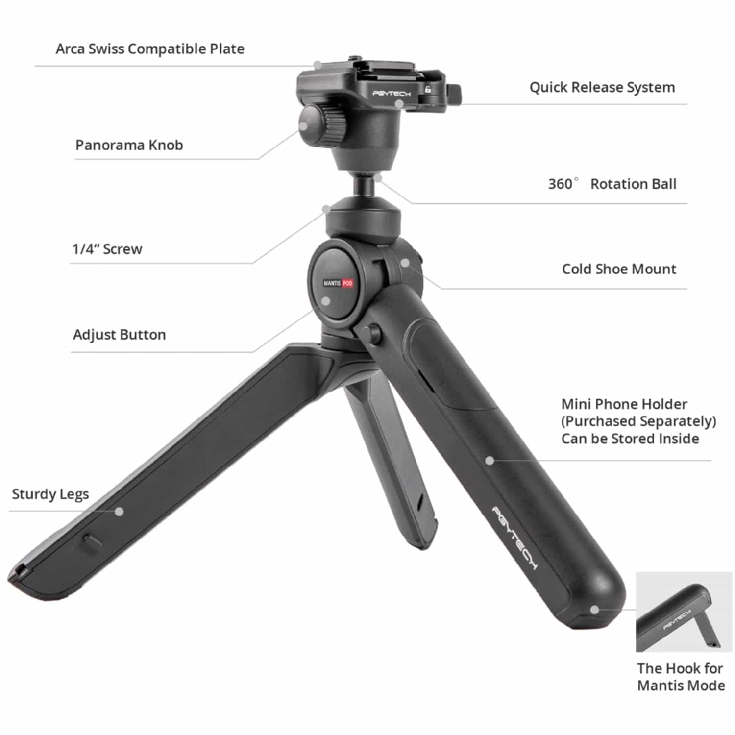 PGYTECH MantisPod 2.0 Classic Black
