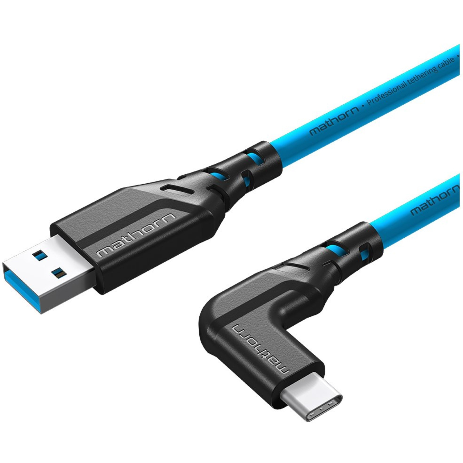 Mathorn MTC-501 USB A-USB C 90° 5m Arctic Blue