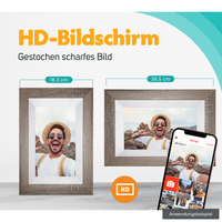 Pora&Co Digitaler Holzbilderrahmen WF-805T-DB 8" dunkelbraun
