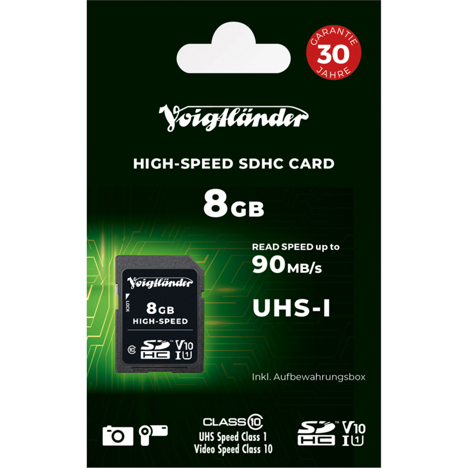 Voigtländer 8GB High-Speed SDHC Class 10 UHS-I V10