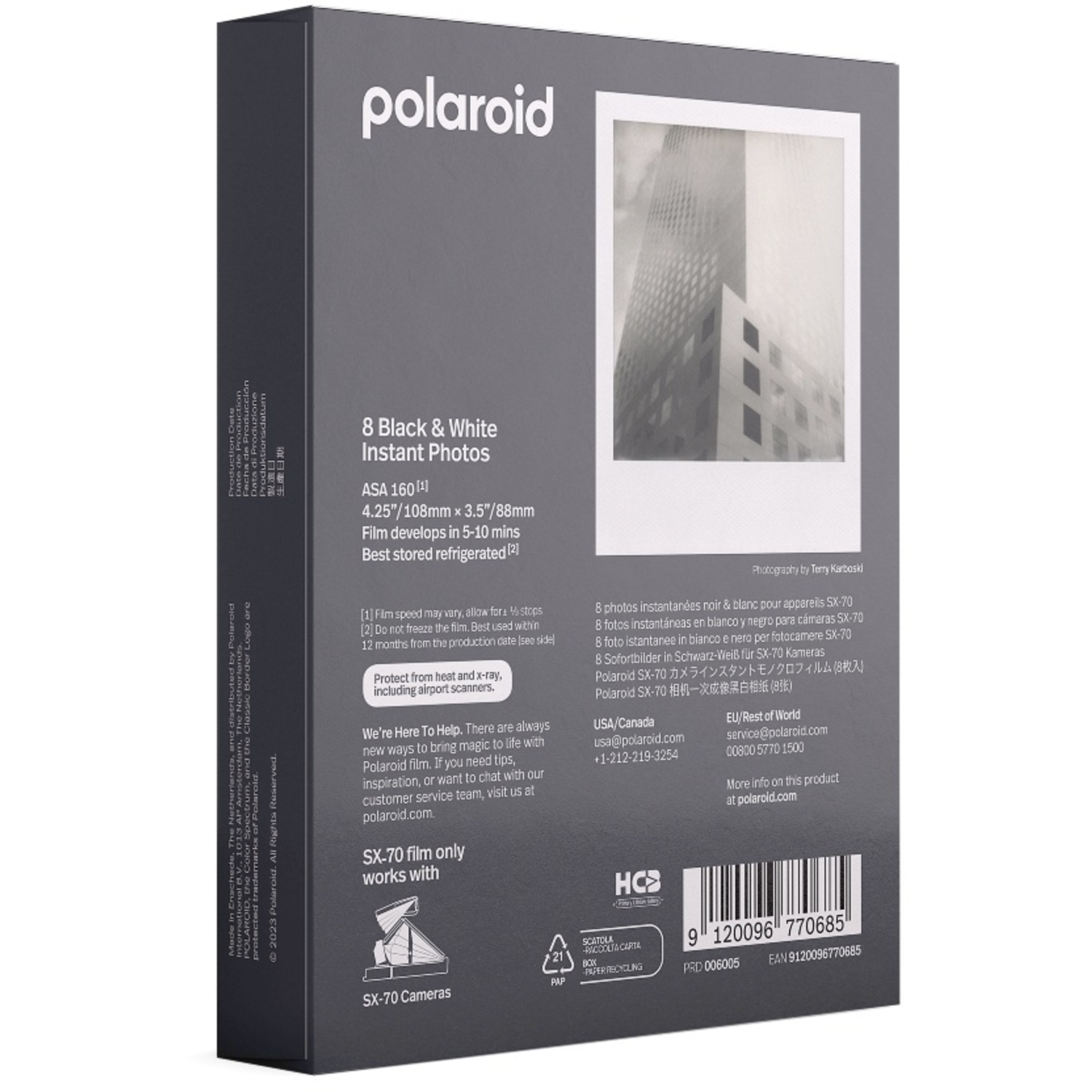 Polaroid SX-70 B&W Film, 8 Aufnahmen
