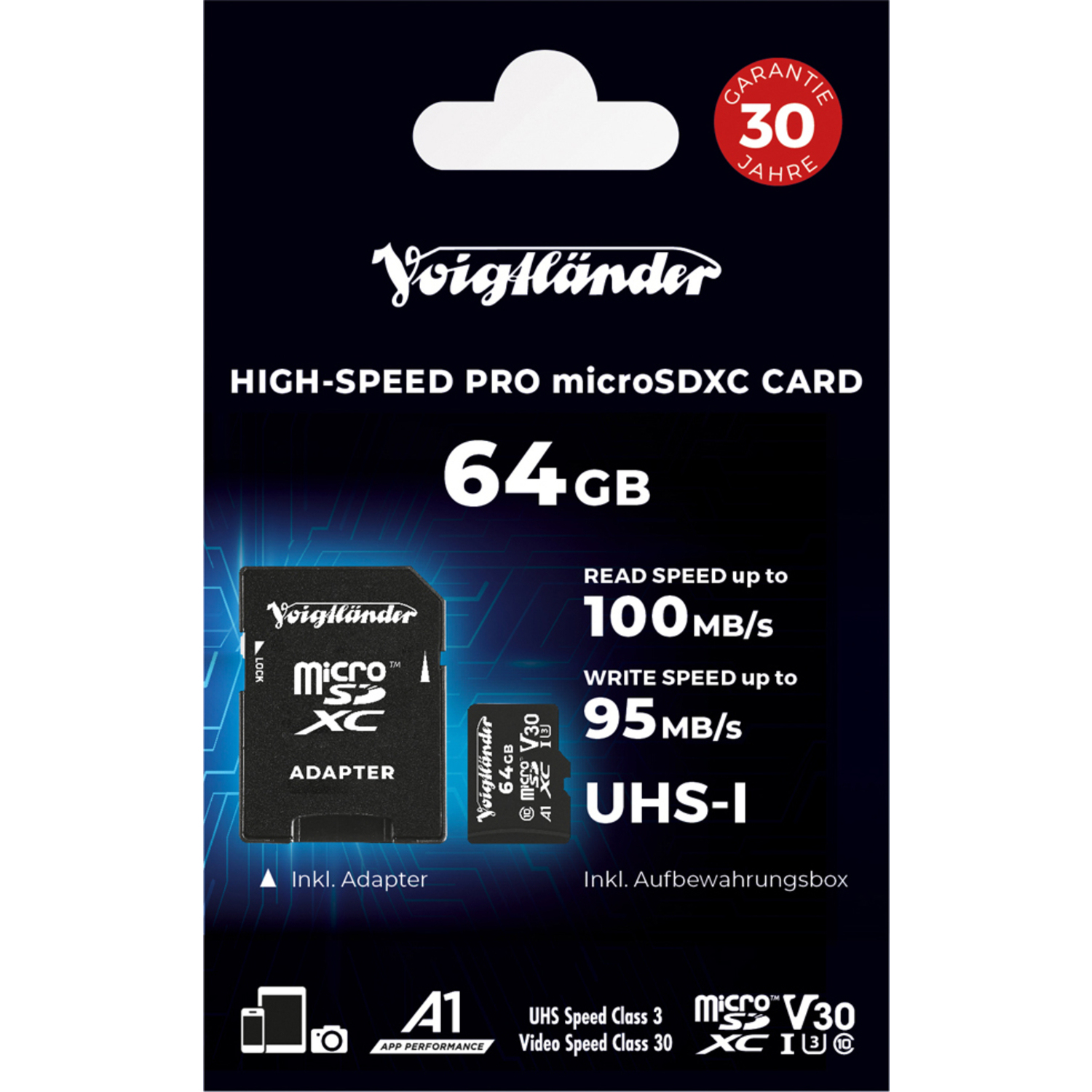 Voigtländer 64GB Pro High-Speed microSDXC Class 10 UHS-I V30