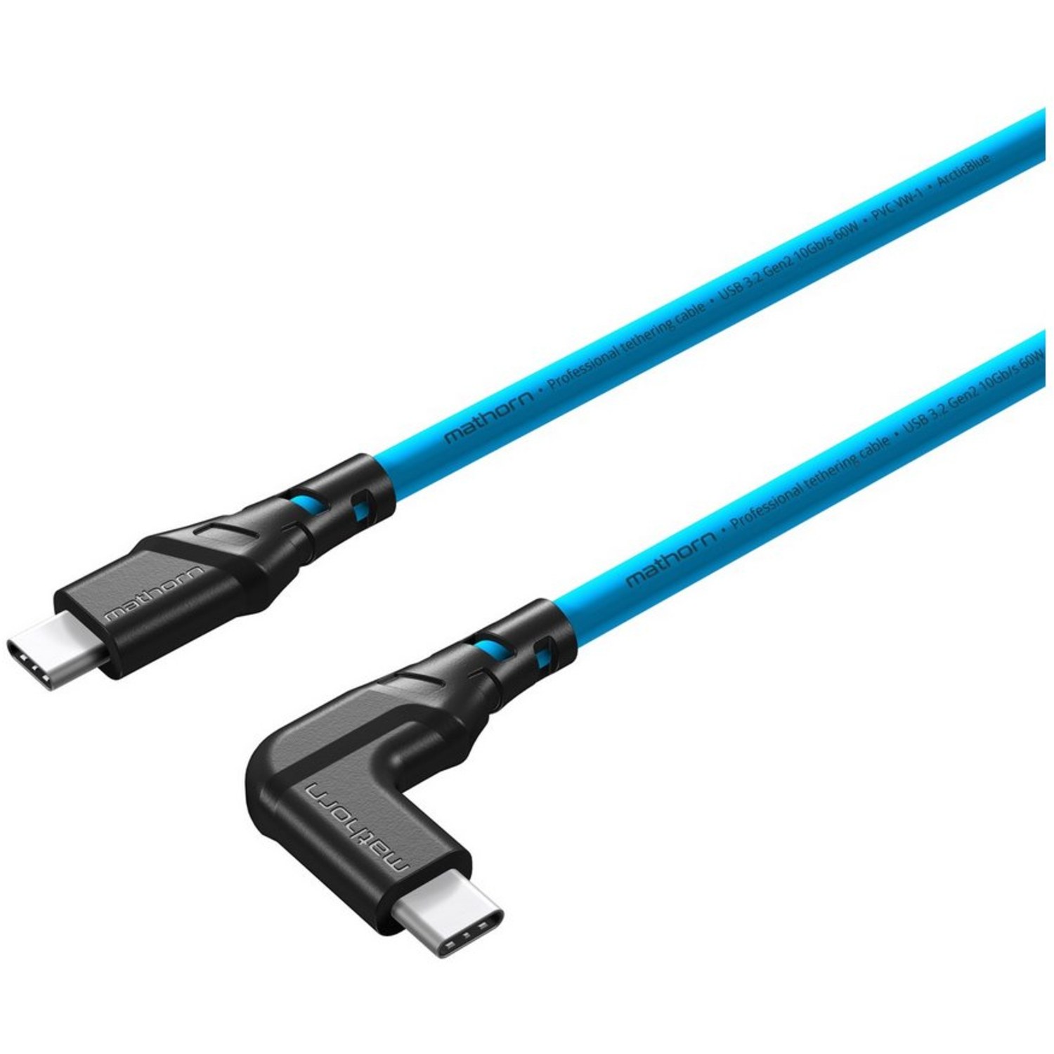 Mathorn MTC-511 USB C-C-Kabel 90° 5m Arctic Blue