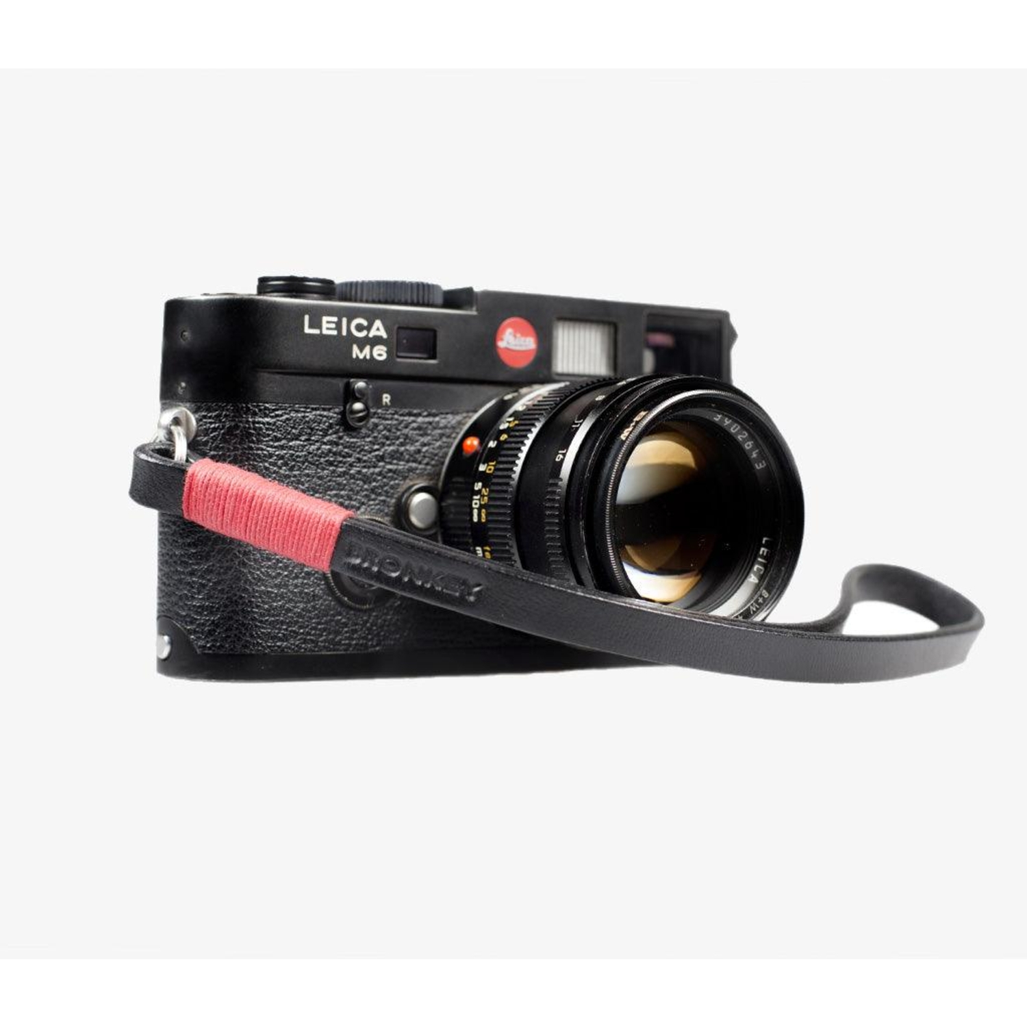 Bronkey Handschlaufe Tokyo #201 Leder schwarz-rot