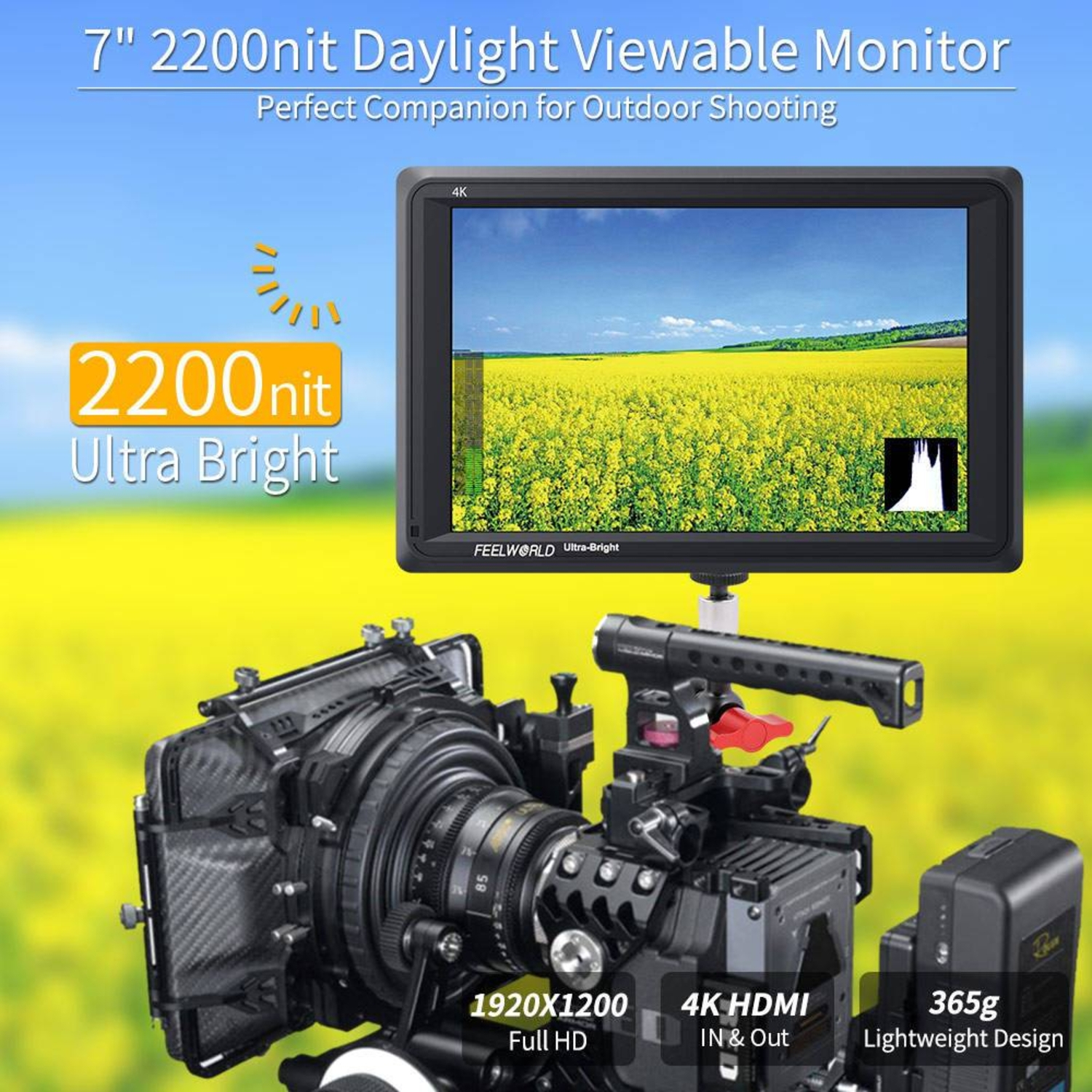 Feelworld FW279 7 Zoll Ultra Bright Fieldmonitor 4K HDMI