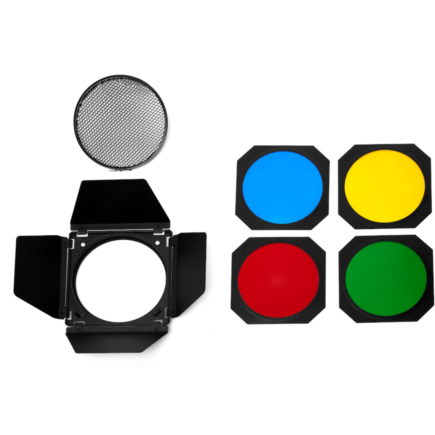 GlareOne Barn Door Kit mit Grid und Gels für 18cm Reflektoren