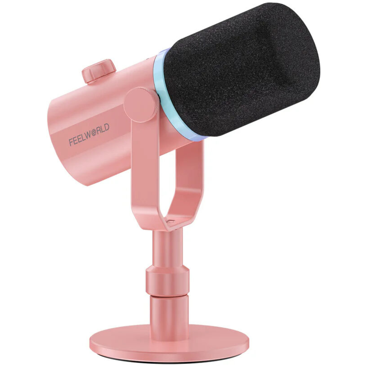 Feelworld Dynamisches Mikrofon PM1 mit Desktop-Ständer pink