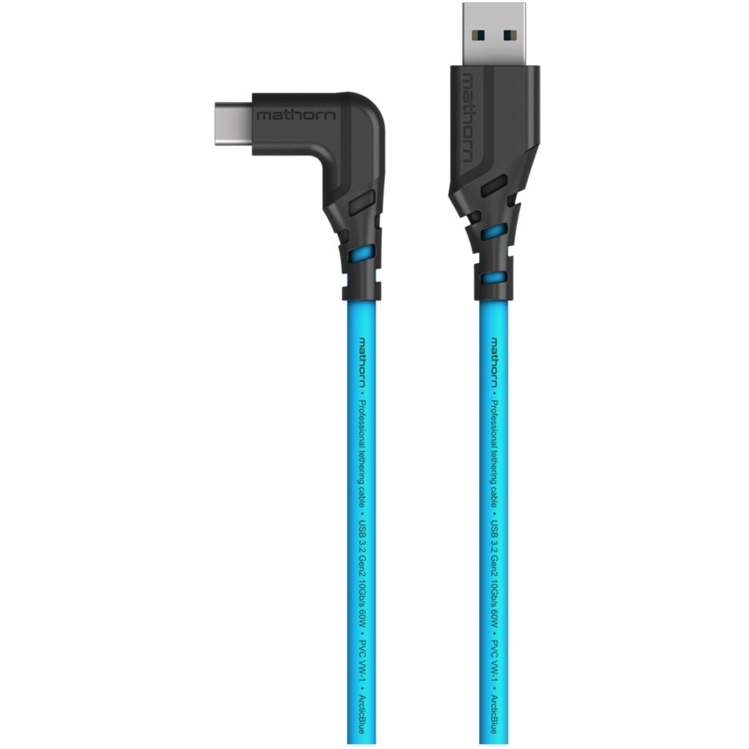 Mathorn MTC-501 USB A-USB C 90° 5m Arctic Blue