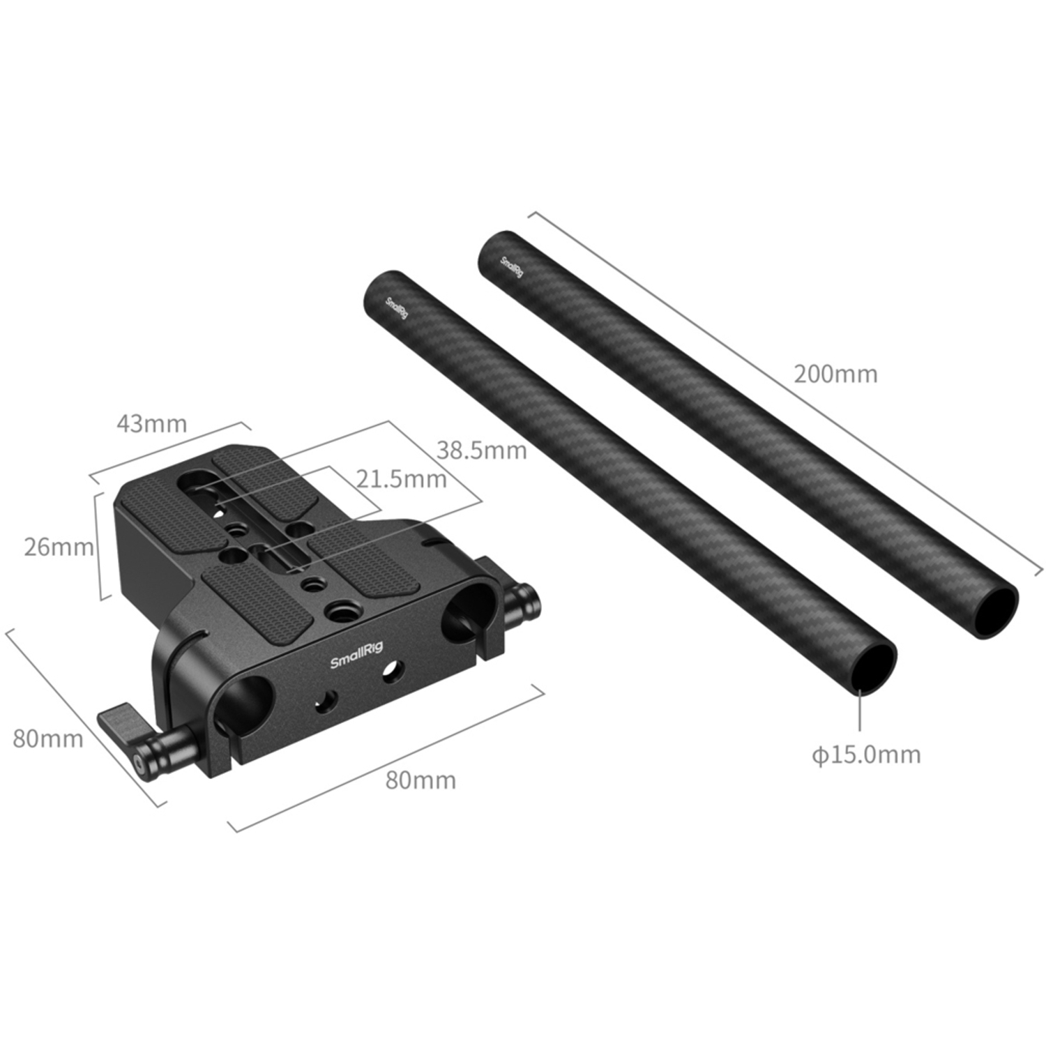 SmallRig Untere Montageplatte mit doppelter 15mm Stangenklemme 5609 