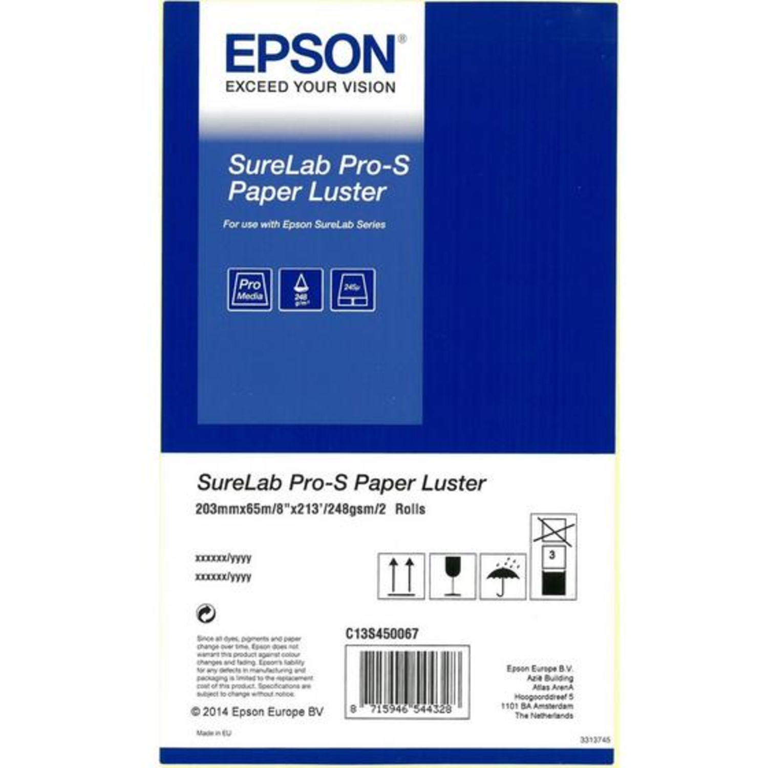 Epson SureLab Pro-S Paper Luster 8 x 65m 2 Rollen