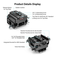 SmallRig 3067 Leichte Basisplatte mit doppelter 15mm Stangenklemme 