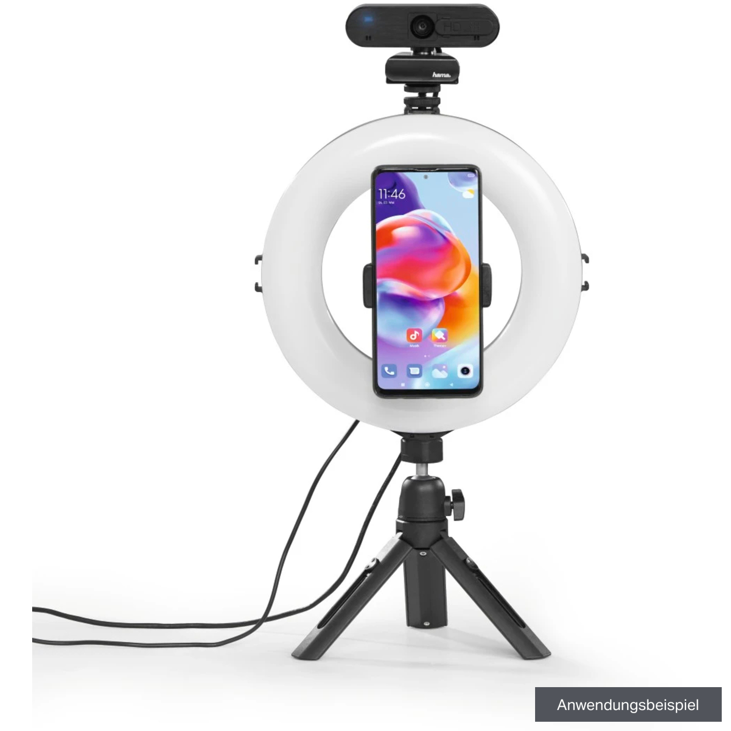 Hama LED-Ringleuchte SpotLight Steady 120 II mit Mini-Stativ und Halterung