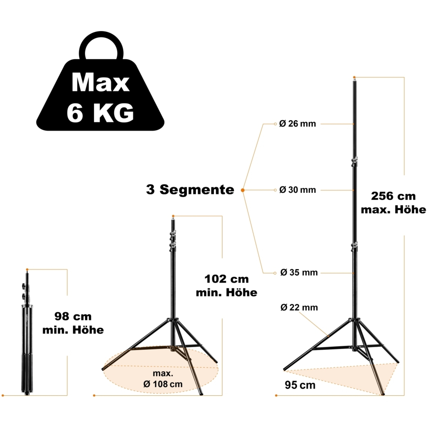 Walimex PRO WT-806 Lampenstativ 256 cm