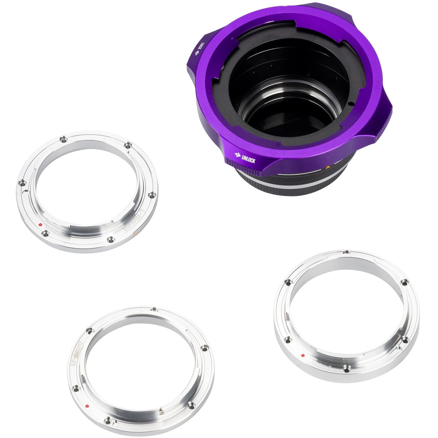 7Artisans PL 4in1 Objektivadapter an Sony E-, L-, Canon RF- und Nikon Z-Mount lila