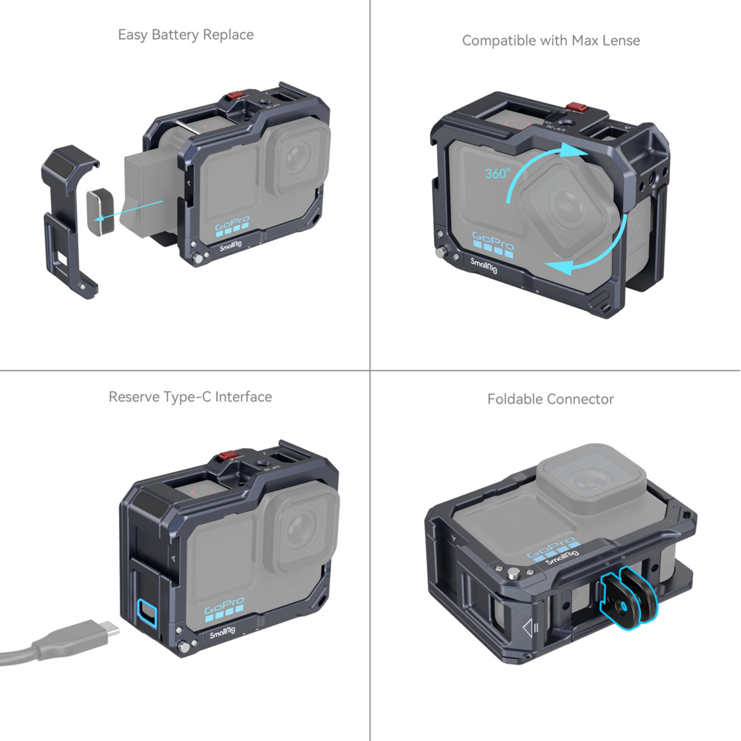 SmallRig Cage 3084C für GoPro HERO13 Black, HERO12 Black, HERO11 Black, HERO10 Black und HERO9 Black