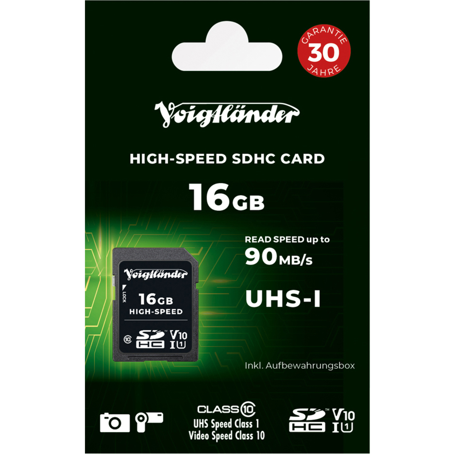 Voigtländer 16GB High-Speed SDHC Class 10 UHS-I V10