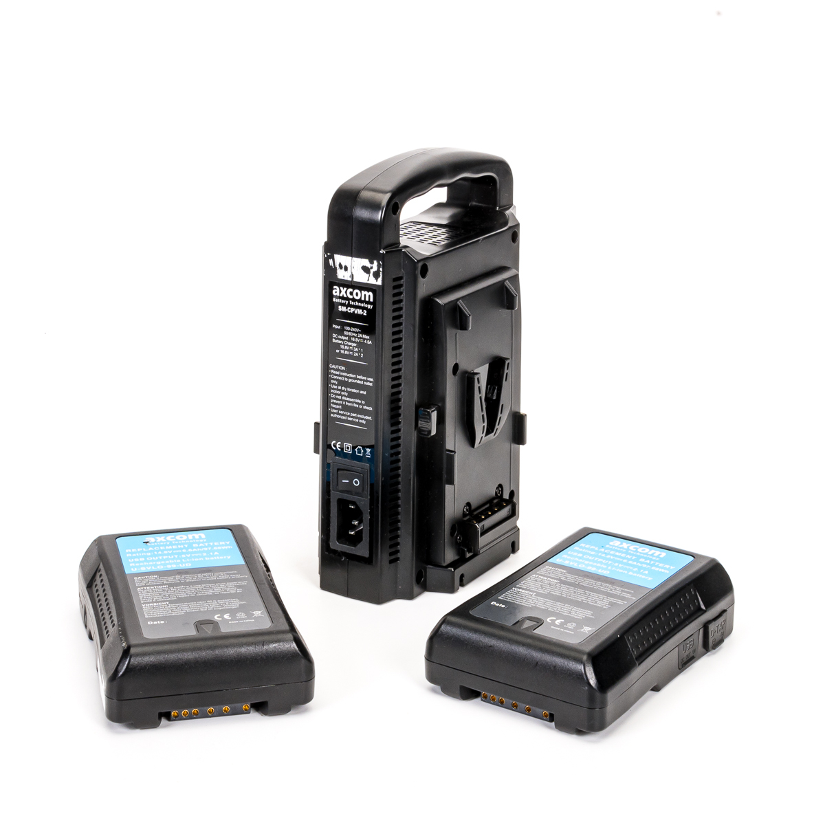 Axcom V-Mount Ladegerät + 2x U-SVLO-99-UD Akkus gebraucht