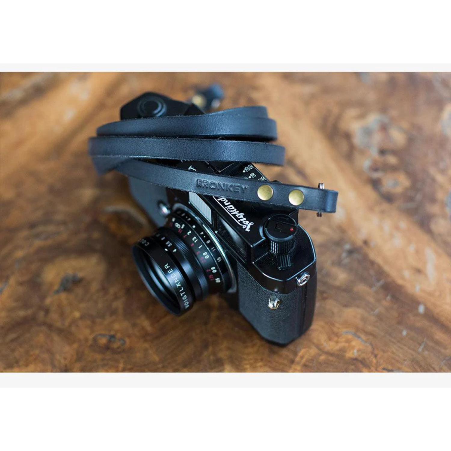 Bronkey Kameragurt Berlin #101 Leder 120cm schwarz