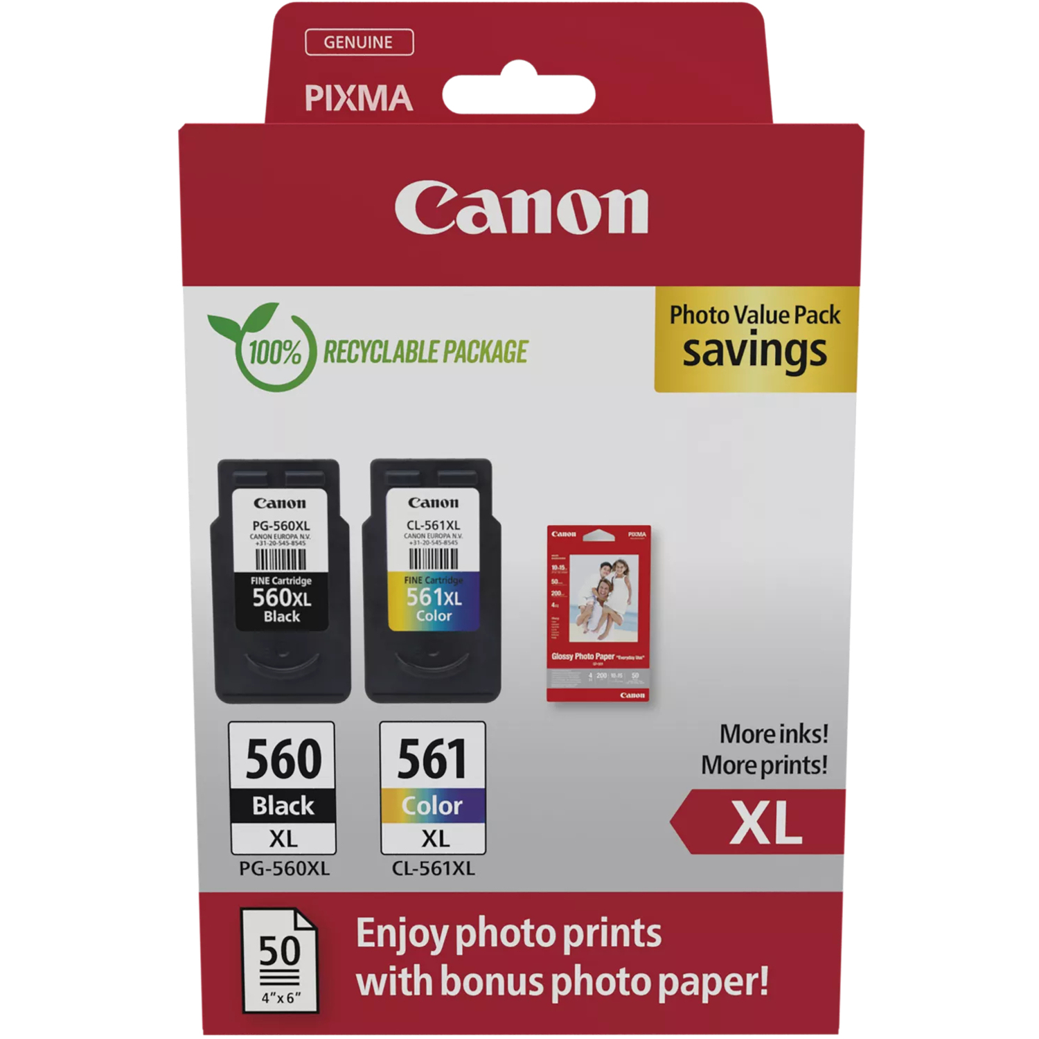 Canon PG-560XL/CL-561XL Valuepack Tinte und Papier