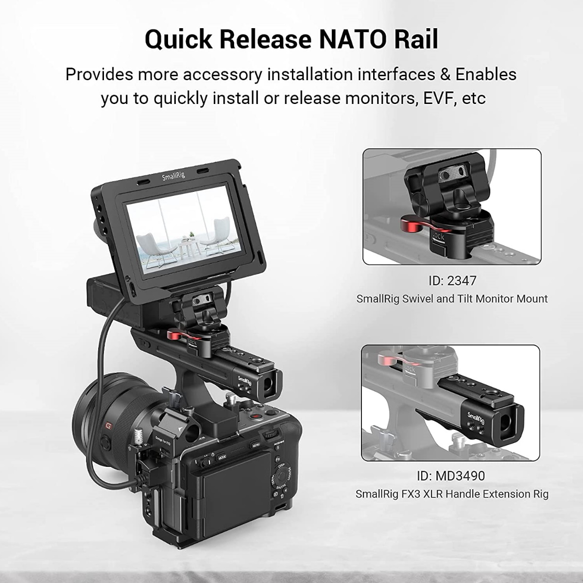 SmallRig MD3490 Extension Rig für Sony FX3 XLR Handle 